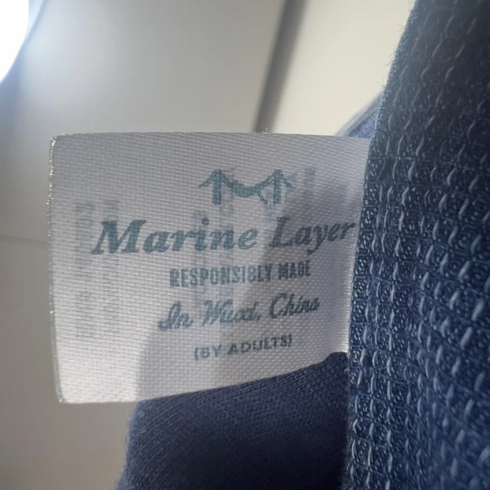 Marine Layer Blazer Mens 44 Blue Denim Casual Unstructured Jacket Notch Lapel